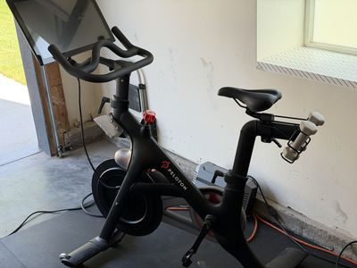 Peloton Bike and Dumbbells