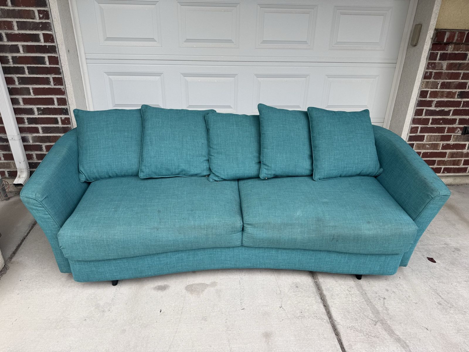Teal Blue Convertible Sleeper Sofa Couch with Storage