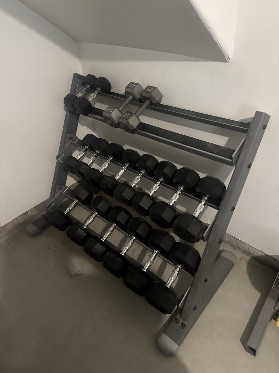 Dumbbells and rack