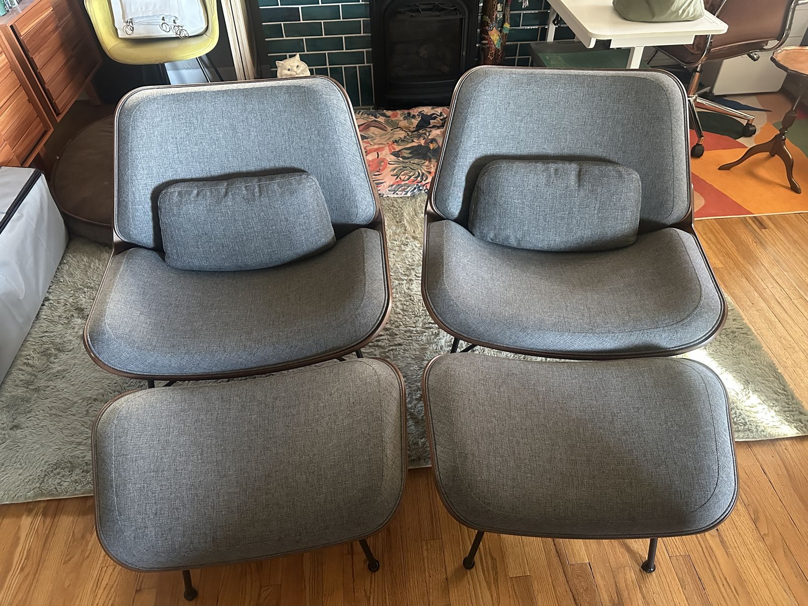Burrow Vesper Lounge Chairs w/Ottomans
