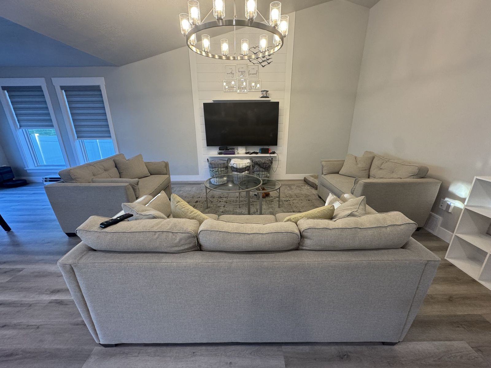Lazy-Boy Living Room Set $1500 OBO (2) Wide Armchairs, (1) Three-Seater Sofa - grey Fabric