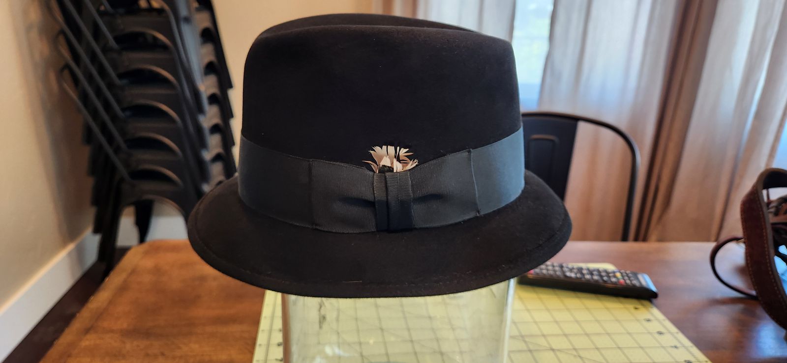Vintage Royal Stetson Black Fur Felt Fedora Hat Size 7 1/4