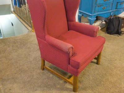 arm chair / wing back/ sitting - red