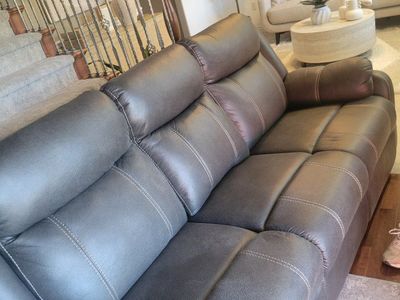 Brown Vegan Leather Reclining Sofa Couch
