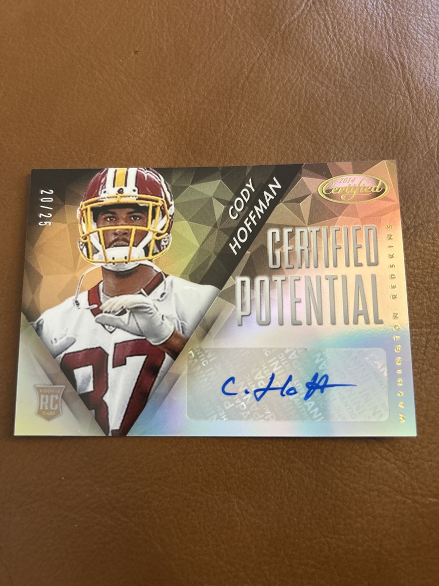 BYU Cougars Cody Hoffman 2014 Certified Potential Rookie RC Auto 20/25 Washington Redskins Football Hand Signed Card