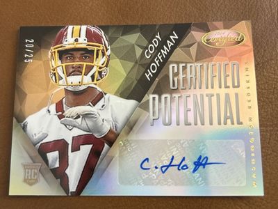 BYU Cougars Cody Hoffman 2014 Certified Potential Rookie RC Auto 20/25 Washington Redskins Football Hand Signed Card