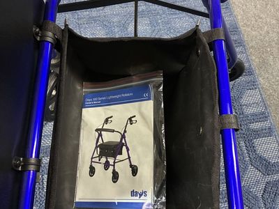 Days 100 Series Lightweight Blue Rolling Walker Rollator with Seat and Storage Basket