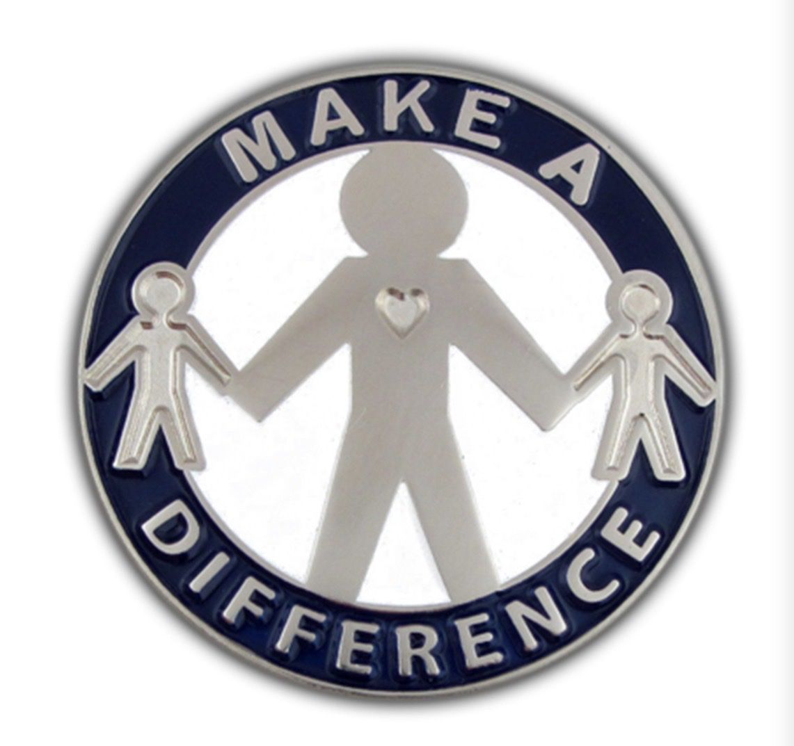 “Make a Difference" Enamel Lapel Pin - Individually Wrapped, Bulk Available