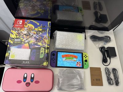 Nintendo Switch Oled Splatoon Edition Modded 256gb W/ Games