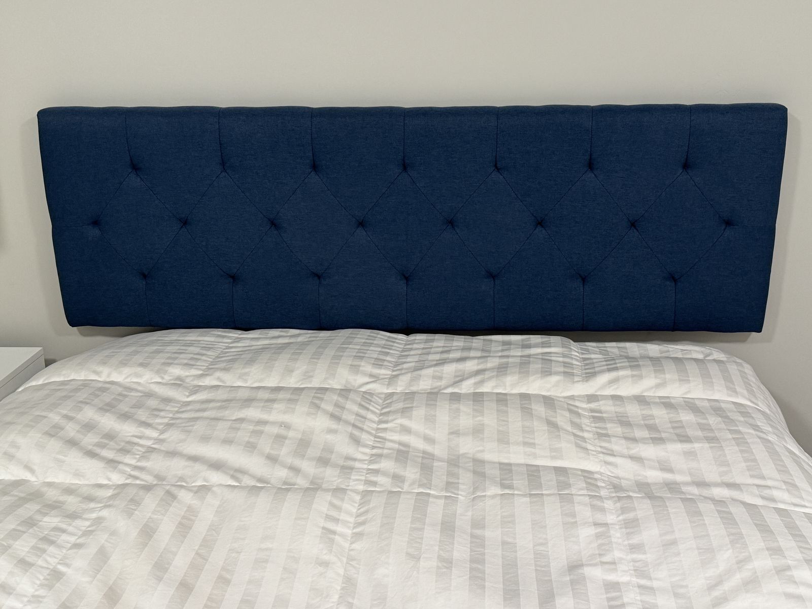 FREE — Queen Upholstered Tufted Headboard — Navy Blue, Like New