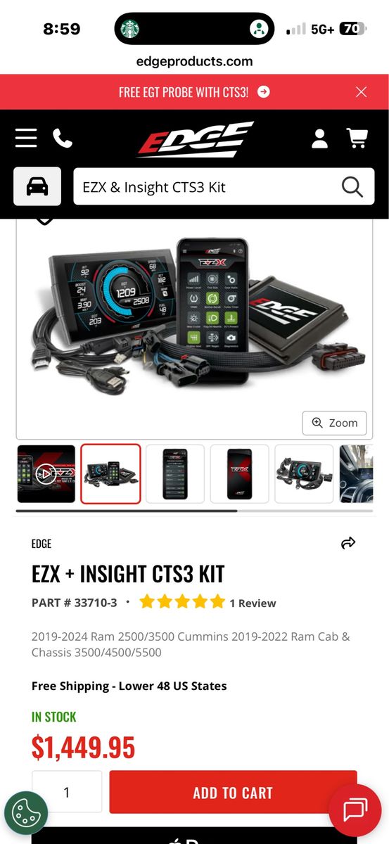Edge EZX & Insight CTS3 Kit with A-Pillar Mount for 2019-2022 Ram 6.7 Cummins
