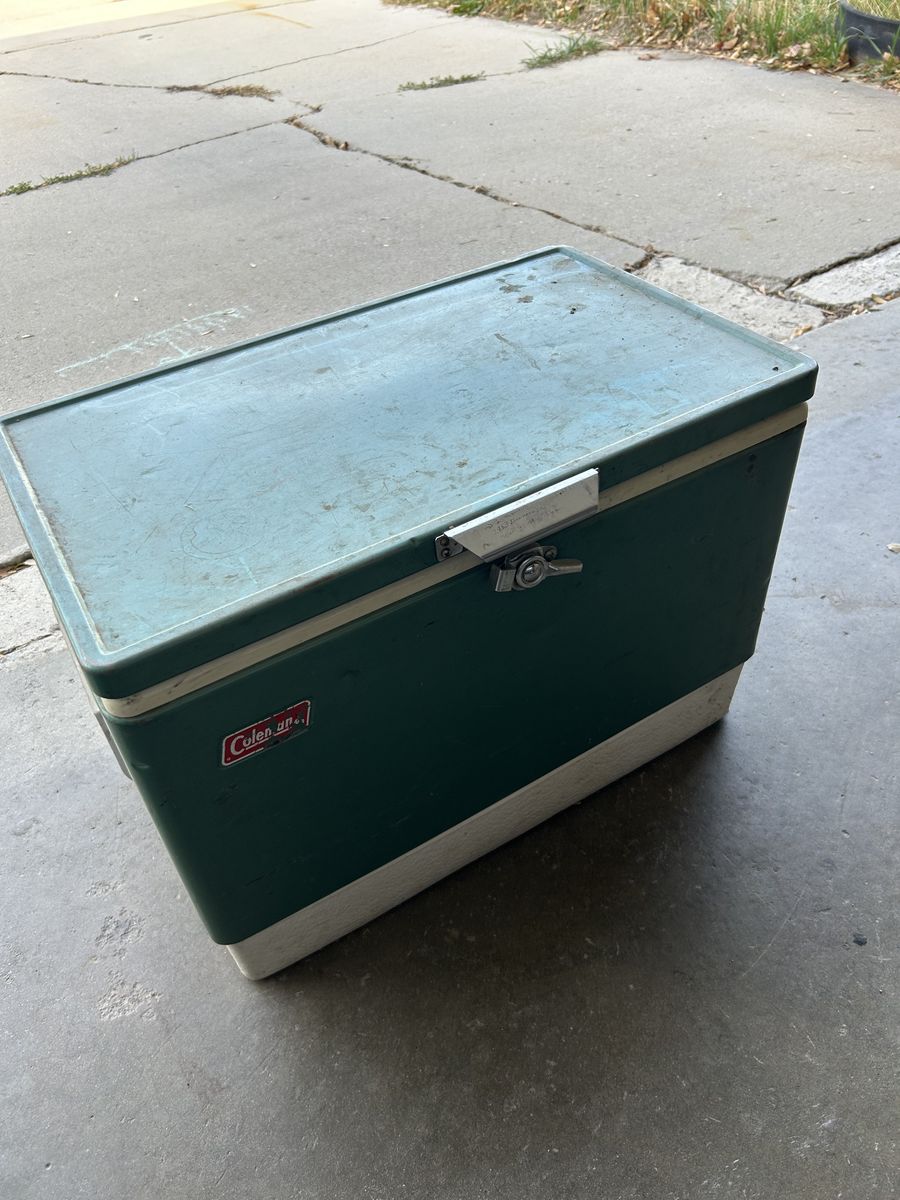 Large Vintage Green Metal Coleman Cooler