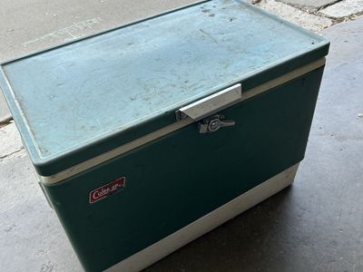 Large Vintage Green Metal Coleman Cooler