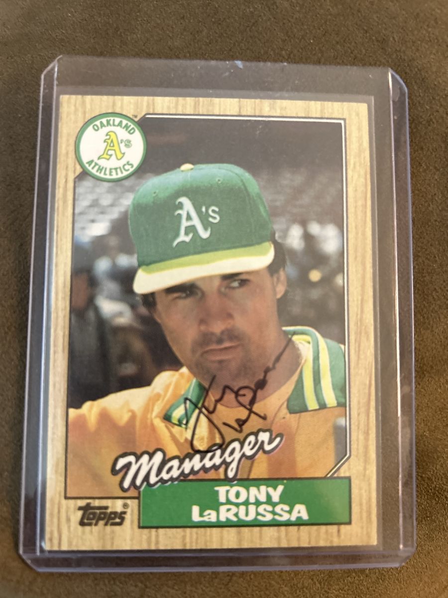 Autograph 1987 Topps Tony La Russa Oakland A's Manager MLB Baseball Card #68 Hand Signed Auto 