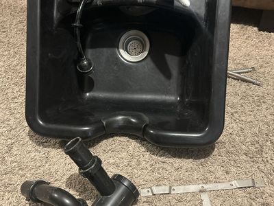 Black Shampoo Bowl Sink with Faucet and Plumbing Hardware