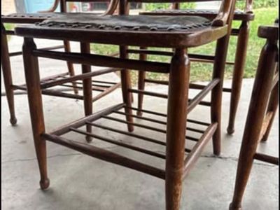ANTIQUE VINTAGE SOLID WOOD STUDDED PRAYER CHAIRS