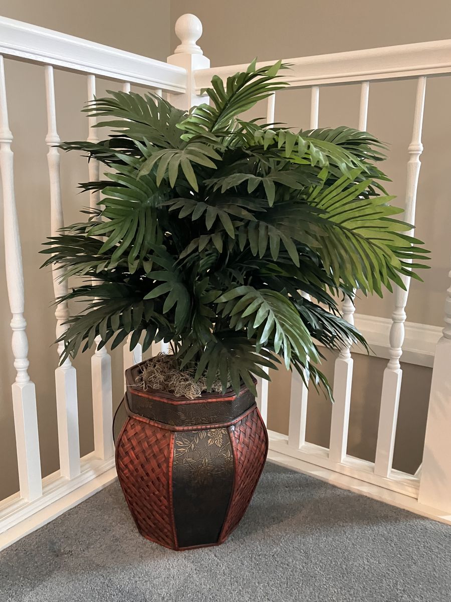 Artificial Palm Plant in Decorative Woven Pot