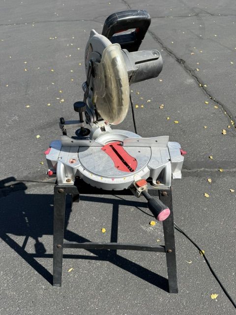 Craftsman Miter Saw with Stand. Runs fine,. Text with questions.