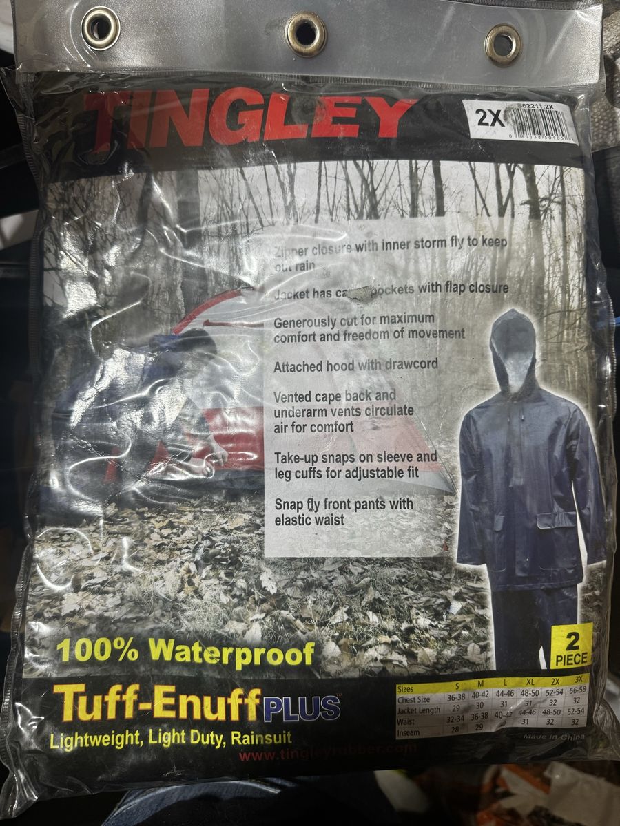 Tingley Tuff-Enuff Plus 2-Piece Lightweight Rain Suit 2X Waterproof