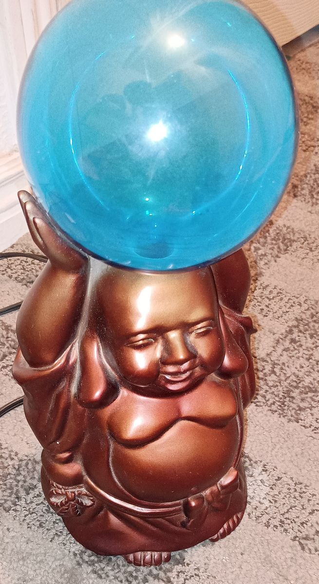 Vintage Laughing Buddha Blue Plasma Ball Novelty Lamp