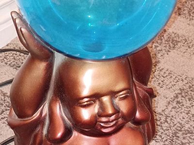 Vintage Laughing Buddha Blue Plasma Ball Novelty Lamp