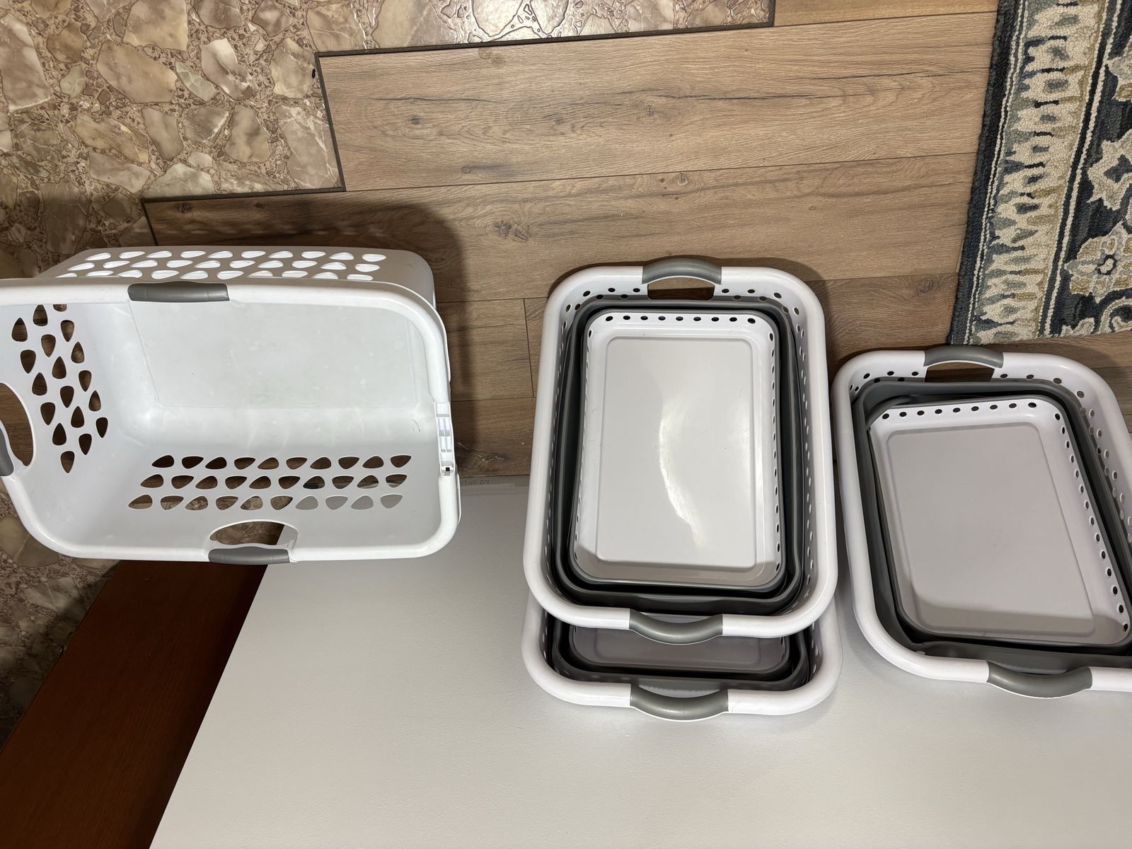 Collapsible Plastic Laundry Baskets and Tubs Set