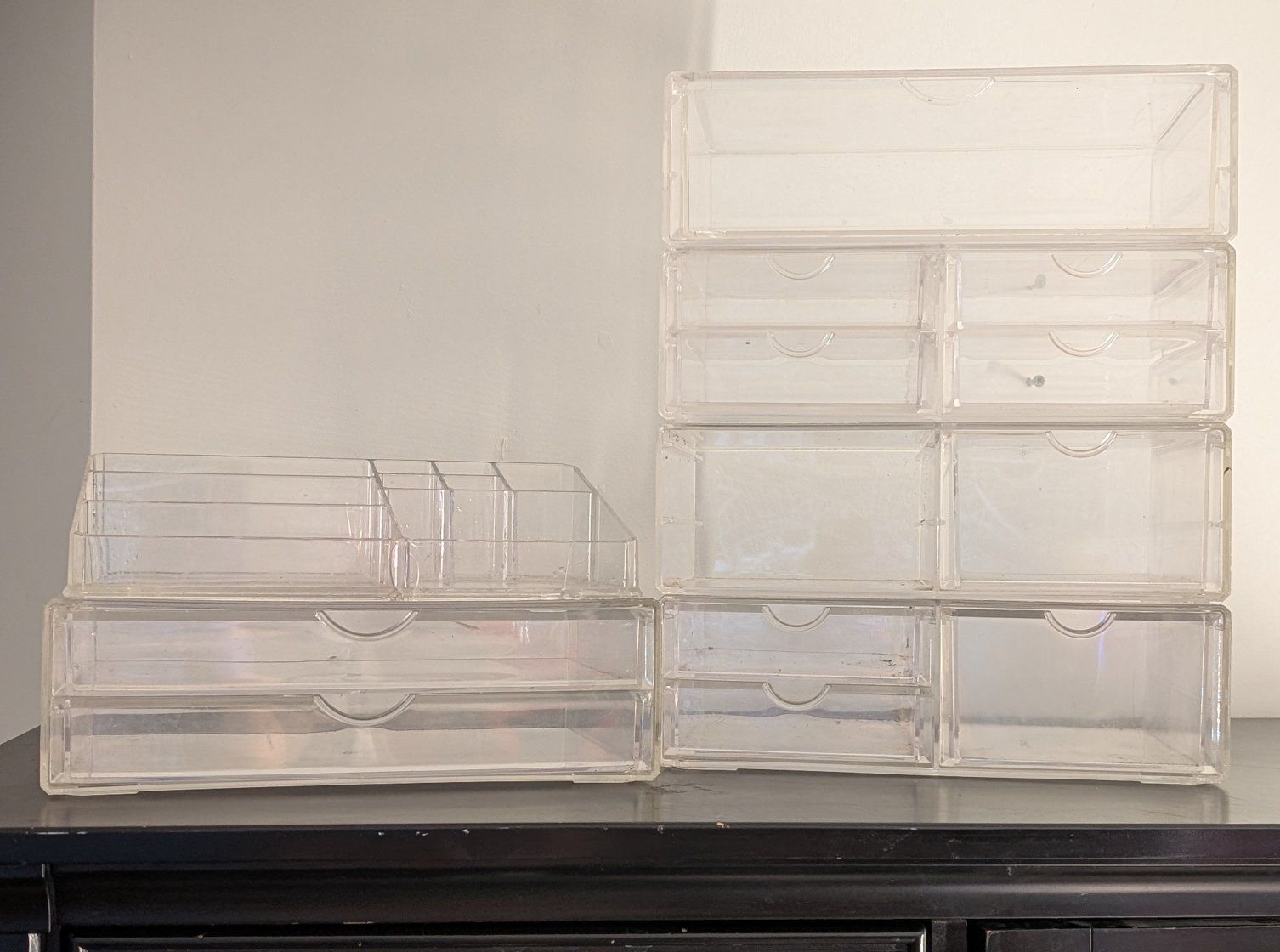 Clear Acrylic Stackable Makeup & Jewelry Organizer Drawers - multiple sets