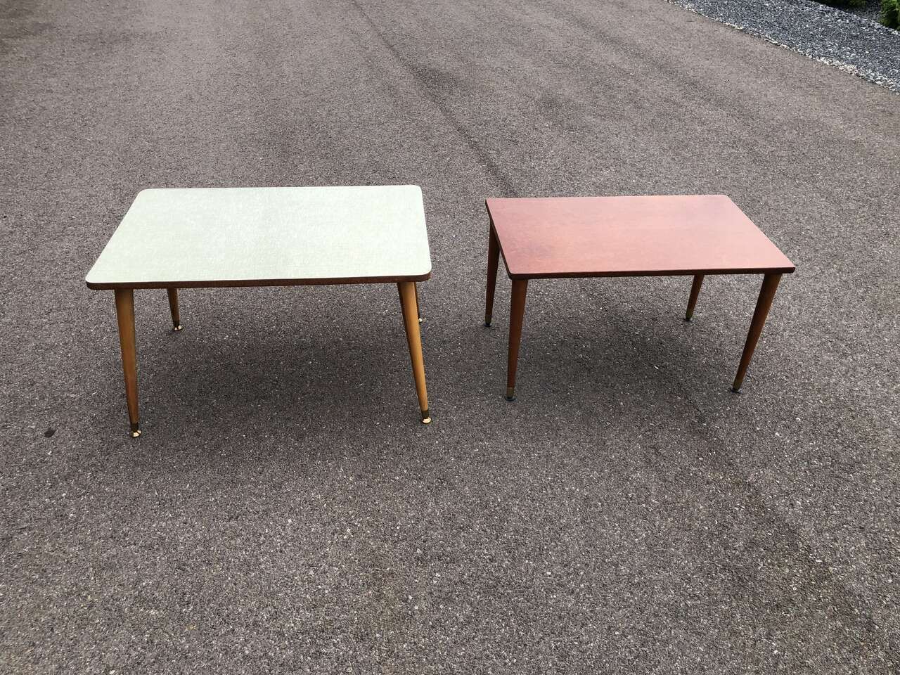 Vintage mid century modern coffee tables / side tables  MCM w wooden legs