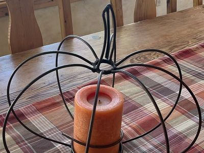 Rustic Metal Pumpkin Candle Holder. Perfect for fall decorating