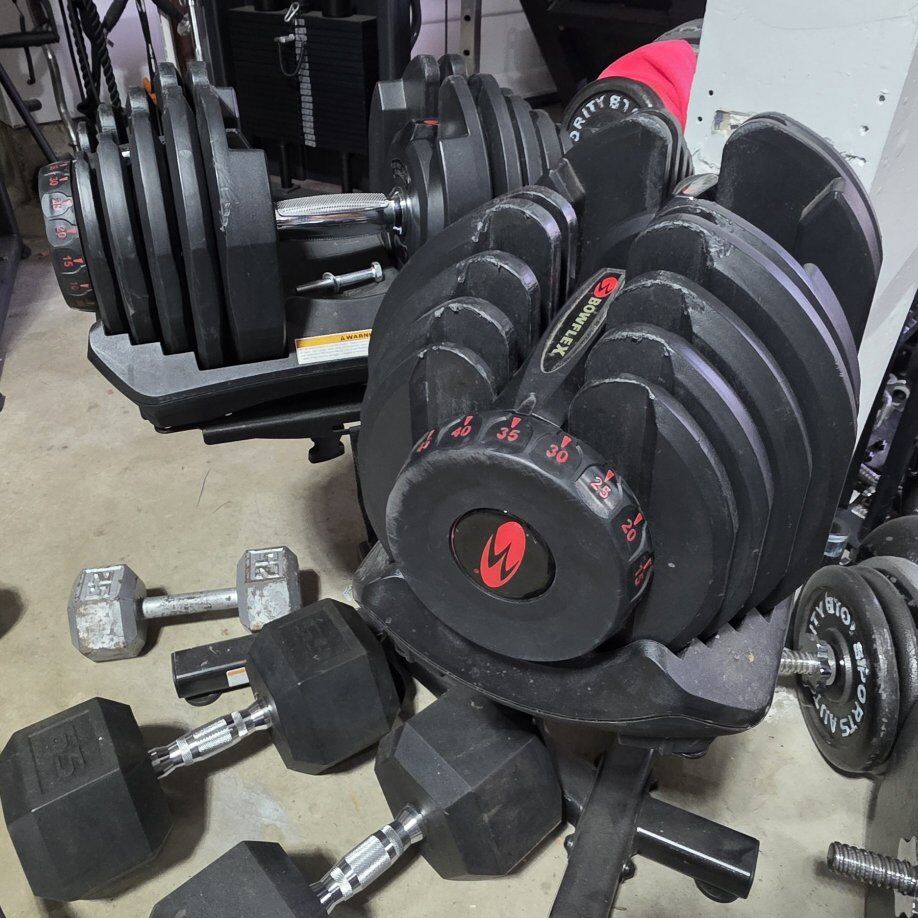 Bowflex 1090 dumbbells with stand