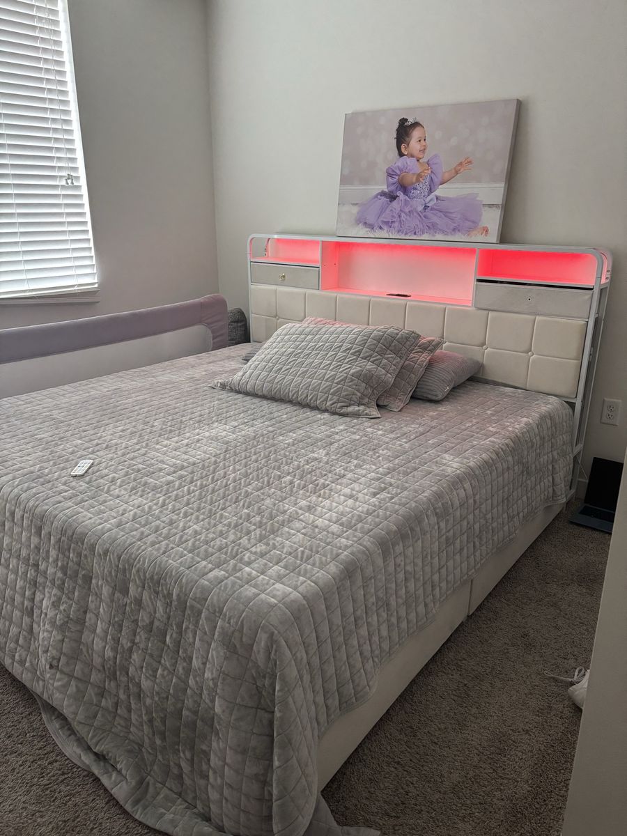 LED light up king size bed frame