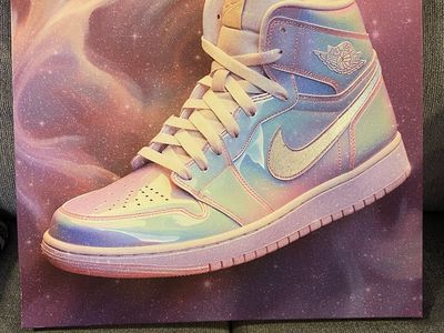 Nike Air Jordan 1 Sneaker Wall Art - Holographic Pink/Blue/Purple - Canvas Print