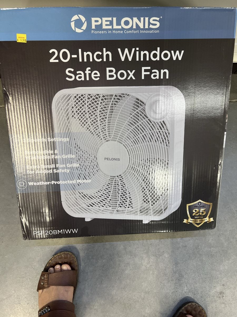 Pelonis 20-Inch Window Safe Box Fan White (PSF20BM1WW)