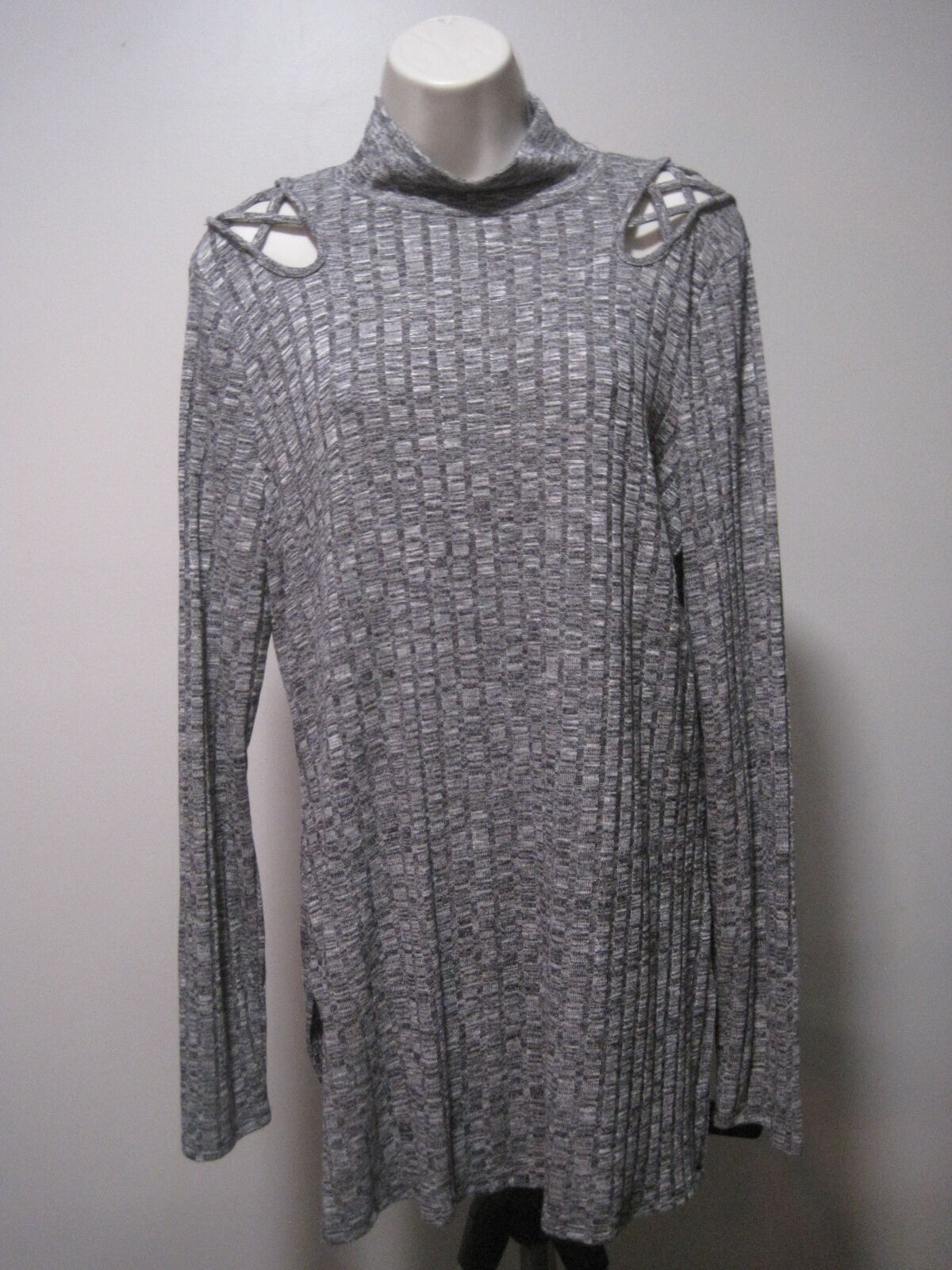 Zac & Rachel Silver Lightweight Turtleneck Sweater w/ Lace Detail Women's Size L