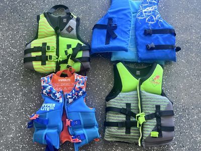 Various size kids life jackets