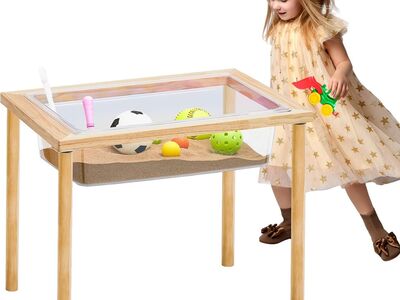 2 Pack - Sensory Table Wood Sand Table Water Table Interactive Kids Activity Table