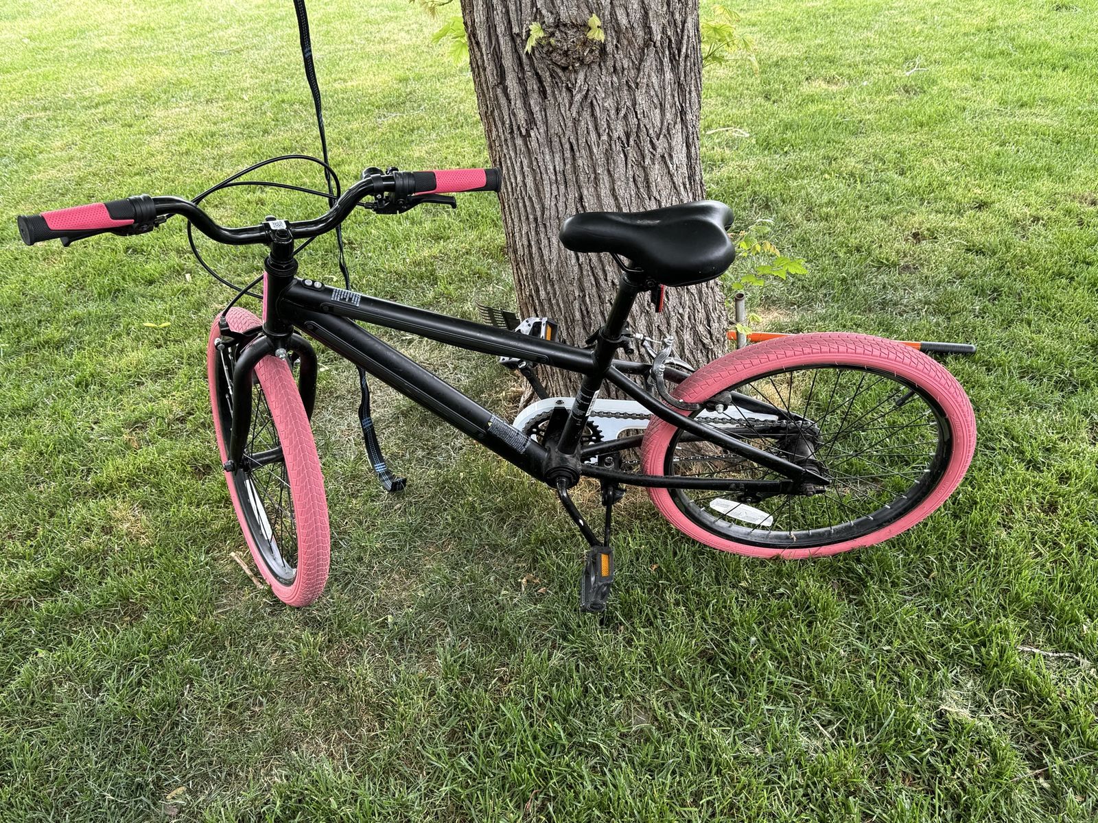 Roadmaster Granite Peak Girls' Mountain Bike, 20 in” Black with Pink Tires and Grips