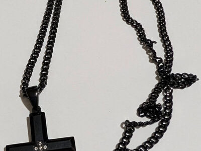 Stainless Steel Diamond Accent Cross Necklace