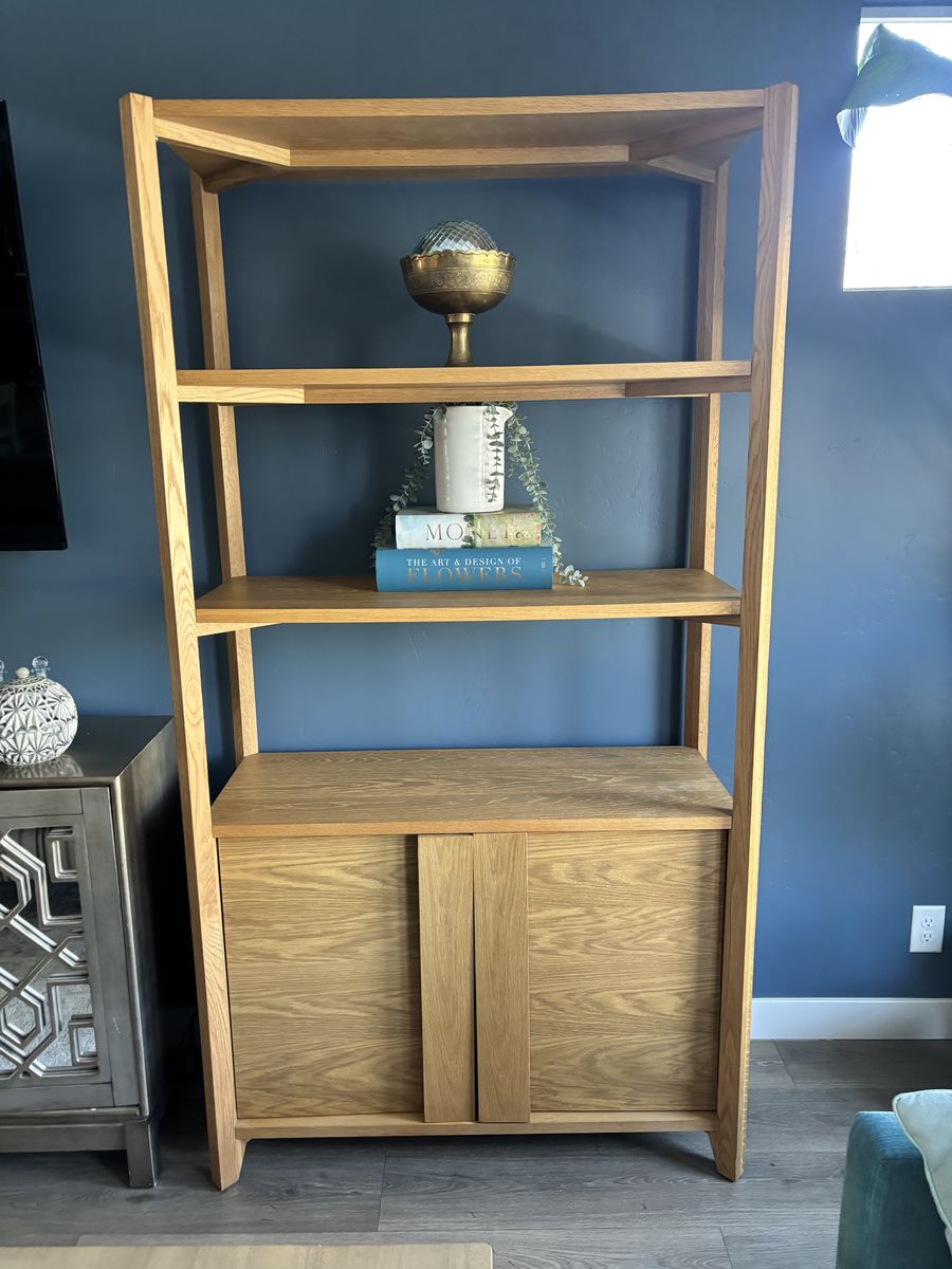 2 Crate and Barrel Oak Bookcases