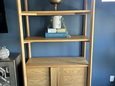 2 Crate and Barrel Oak Bookcases