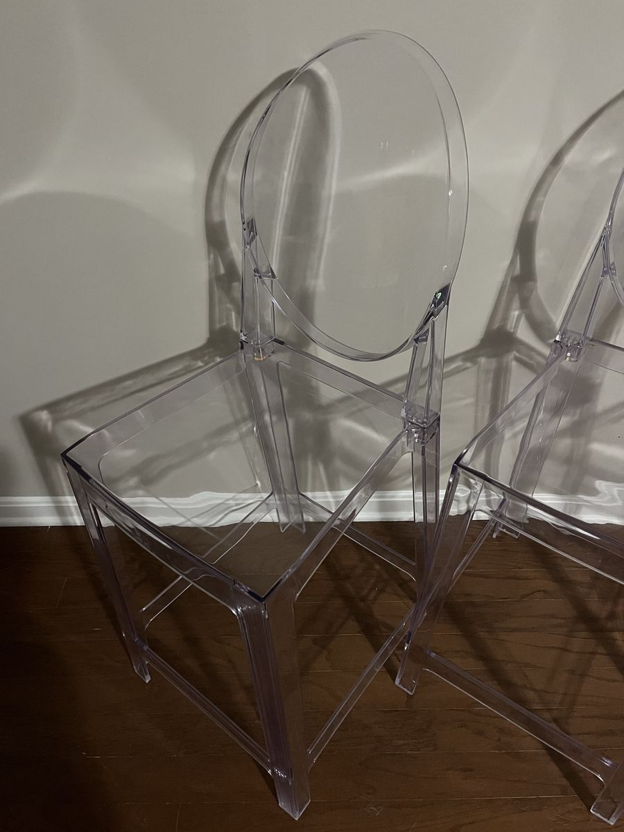 Clear Acrylic Ghost Bar Stools - Set of 4, Modern Design, Counter Height