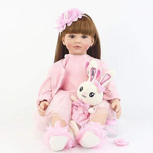 Realistic Lifelike Doll in Pink Dress