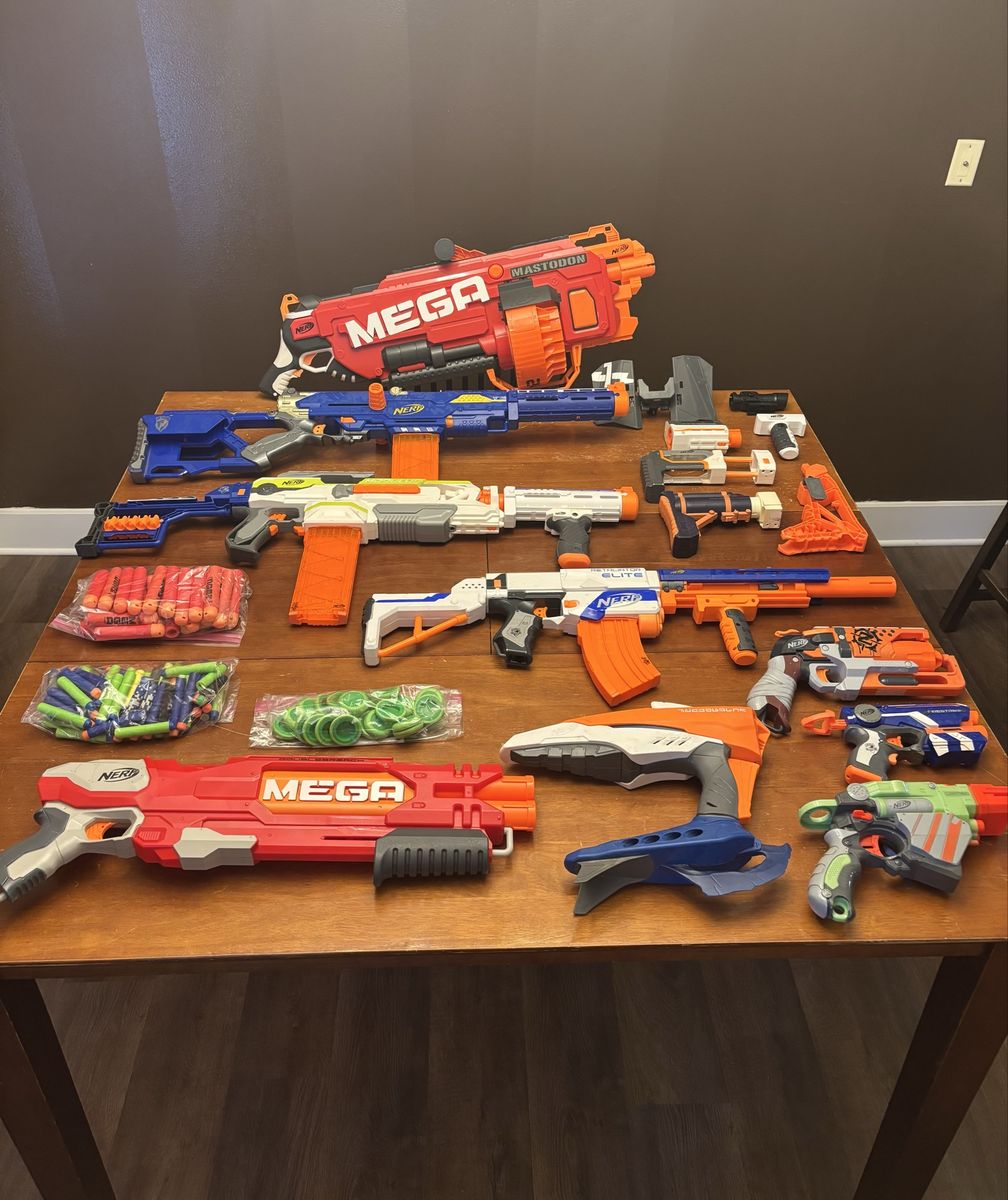 Large Nerf Blaster & Crossbow Lot with Ammo - Mega Mastodon, BoomCo, & More!