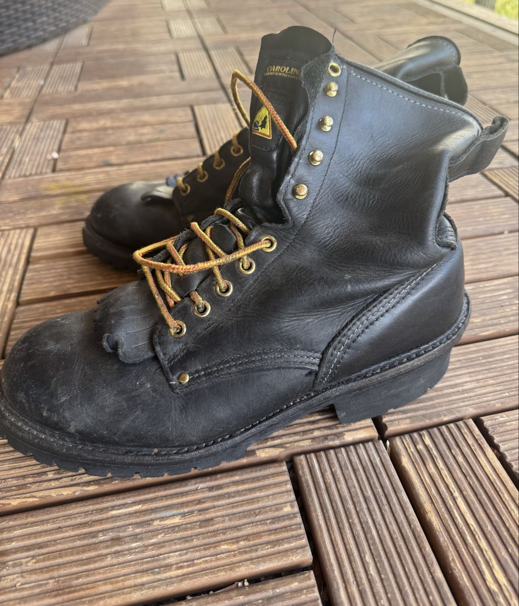 Carolina Boots 8" Waterproof Logger Work Boots Black Leather Men's Size 9