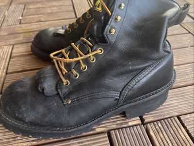 Carolina Boots 8" Waterproof Logger Work Boots Black Leather Men's Size 9