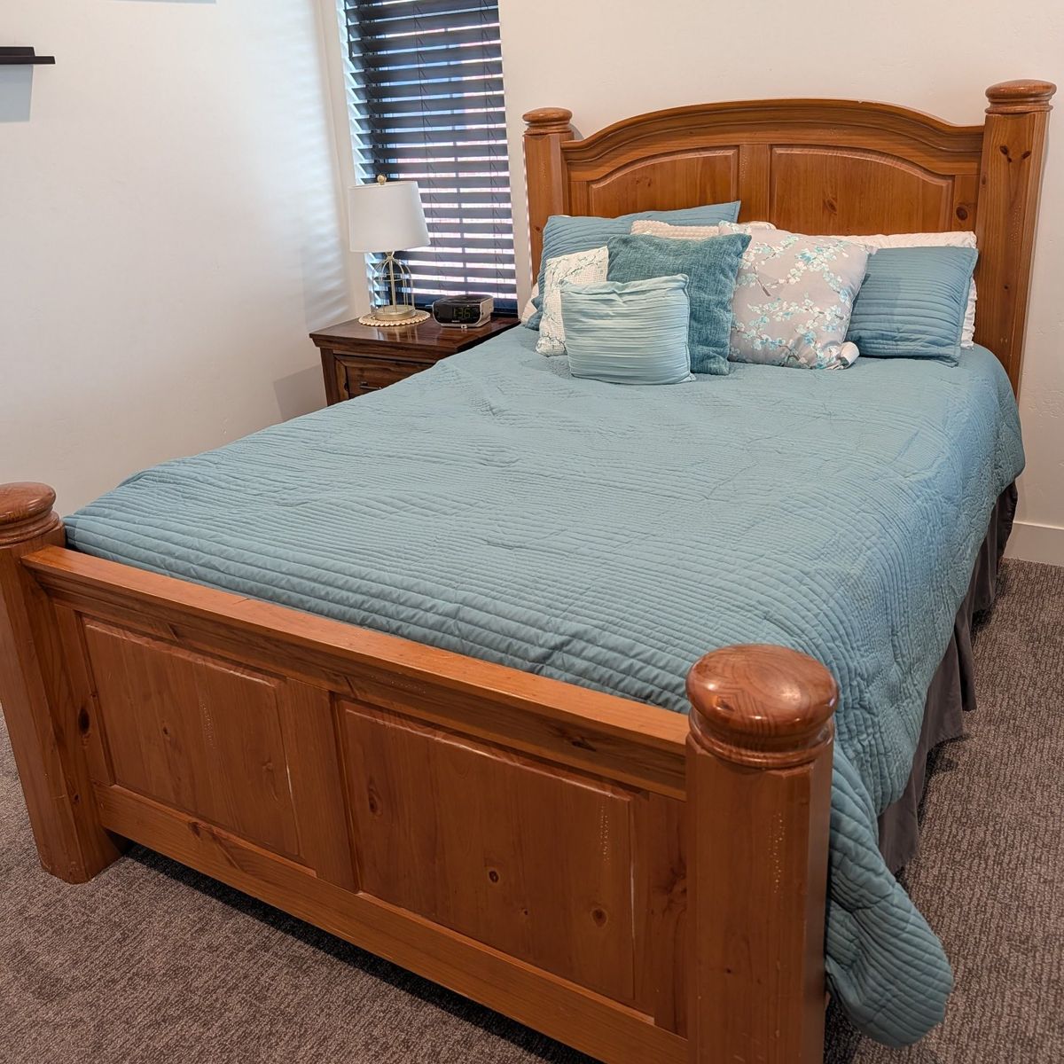 Solid oak queen-sized bed
