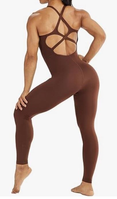 Lovesoft Women’s XS Sleeveless Bodysuit Dance Unitard in Chicory Coffee