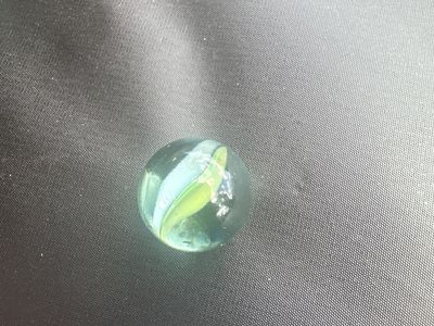 Vintage Clear Glass Marble with Blue and Green Swirls - Collectible Toy