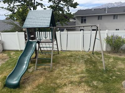 Lifetime Big Stuff Swing Set - Used Kids Outdoor Playset with Slide, Swings, and Climbing Wall