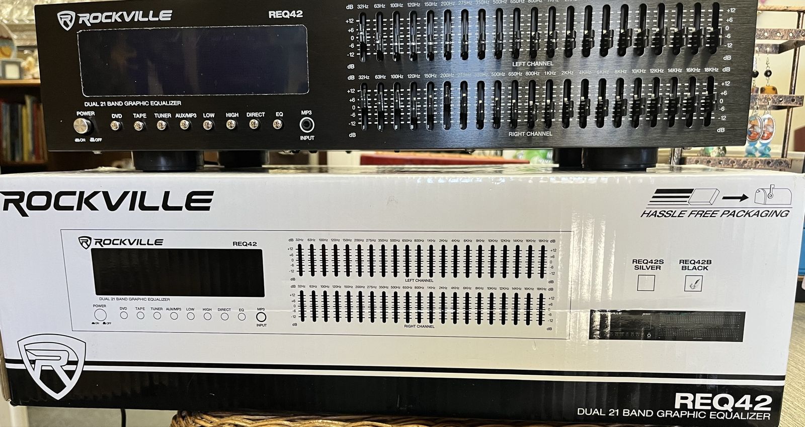 Rockville REQ42 Dual 21 Band Graphic Equalizer Black Audio EQ